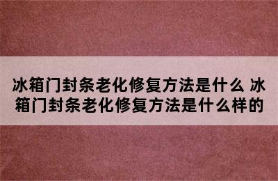 冰箱门封条老化修复方法是什么 冰箱门封条老化修复方法是什么样的